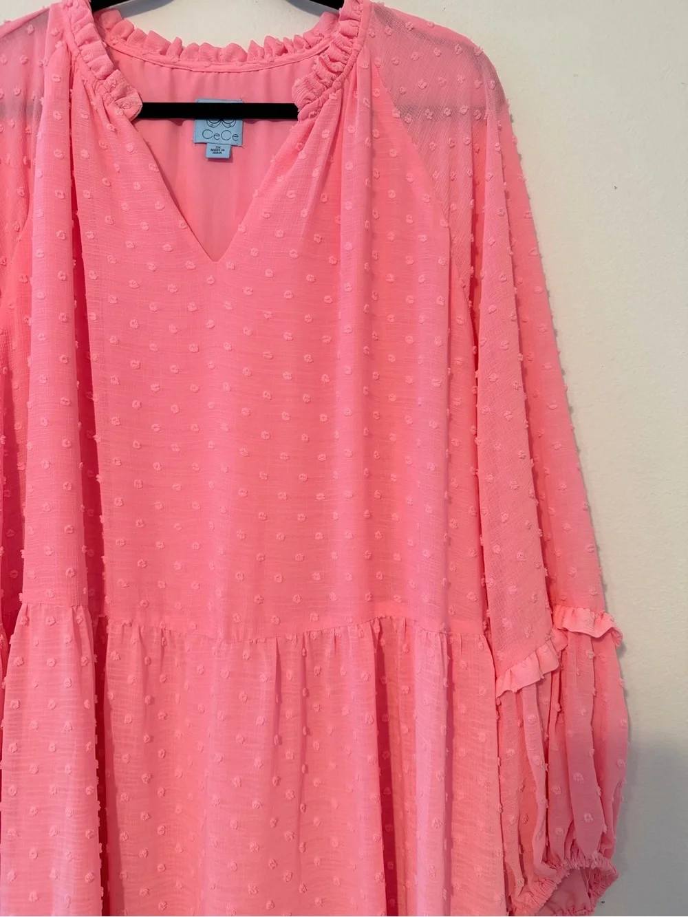 Cece Pink Clip Dot Babydoll Dress 3X - Picture 3 of 4